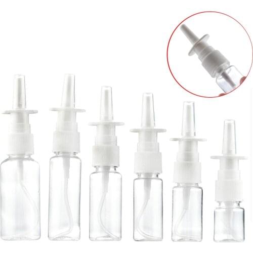 2PCS Transparent Plastic Nasal Spray Pump Empty Plastic Sprayer Mist Bottles Refillable Medical Packaging Nose Health Tools