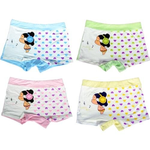 4 Pieces / Pack Modal Boxer 3-15 Years Baby Girls Underwear Mixed Color Briefs Kids Underpants Children Short Panties Girl Pants