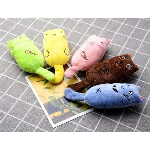 5PCS Cat Chew Toys Cartoon Plush Bite-resistant Cat Catnip Toys Kitten Toys Cute Pillow Scratch Teeth Grinding Toys