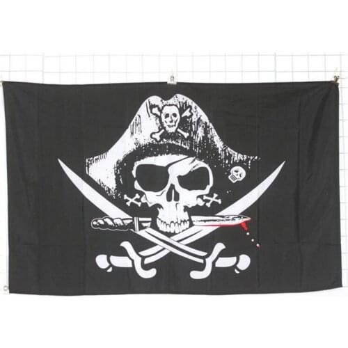90cmx150cm 3x5 FT Jolly Roger Pirate Flag Polyester Large Skull and Crossbones Sabres Swords Bar Home Decor Halloween Banner