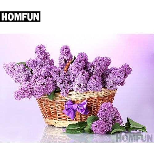 HOMFUN Full Square/Round Drill 5D DIY Diamond Painting "purple flower" Embroidery Cross Stitch 5D Home Decor Gift A06556