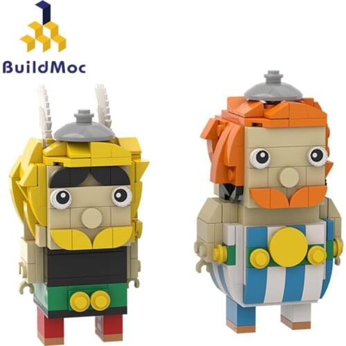 Buildmoc Anime Action Figures Asterixs and Obelixs Brickheadz Comic Character Doll Building Blocks Education Toys For Children