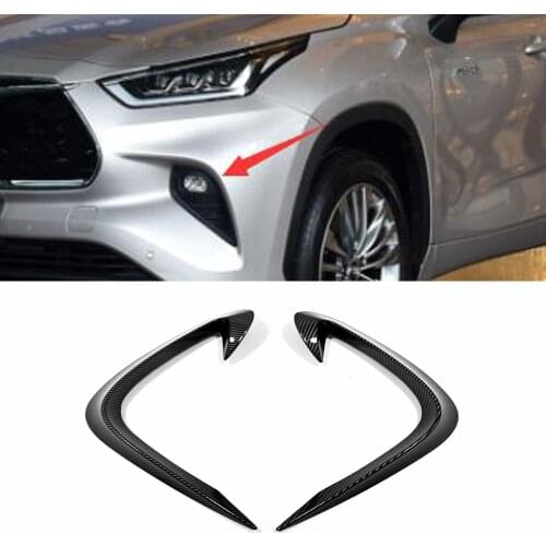 For Toyota Highlander 2021 2022 Black Auto Front Foglight Eyebrow Eyelids Cover Trim Front Bumper Fog Light Trim Car Accessories