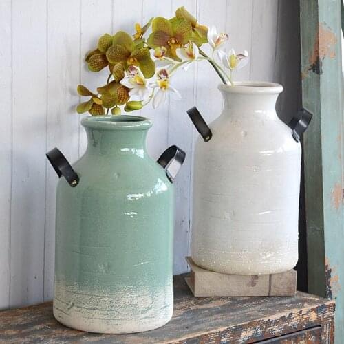 Rustic Retro Ceramic Vase with Handles