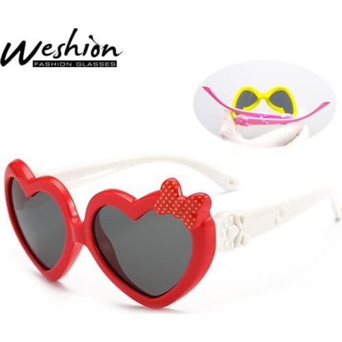 Heart Shaped Kids Sunglasses Polarized Children 2018 Sun Glasses For Girl Boy Flexible Brand Designer Spectacles UV400 Oculos