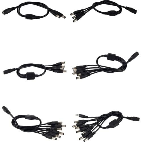 For 1pcs CCTV Security Camera 1 DC Female To 2/3/4/5/6/8 Male plug Power Cord adapter Connector Cable Splitter for LED Strip
