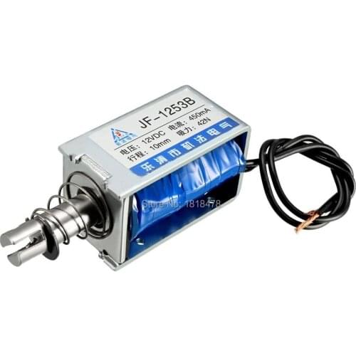 JF-1253B DC 6V 12V 24V 42N 10mm Stroke Pull Push Type Open Frame Solenoid Electromagnet Linear Motion