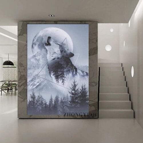 Howl Wolf canvas prints Wall Art Canvas Print Silk Fabric Wall Poster Art Decor Sticker Bright
