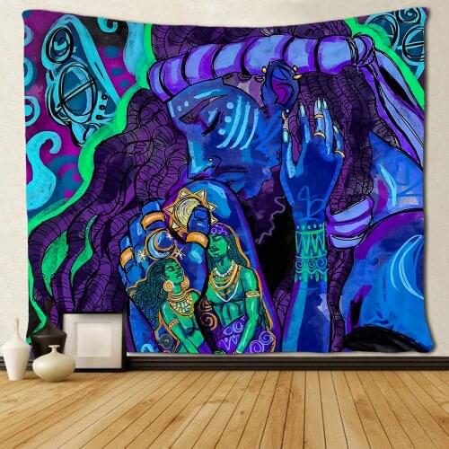 Black Lover African American Couple Art Tapestries Living Room Bedroom Dorm