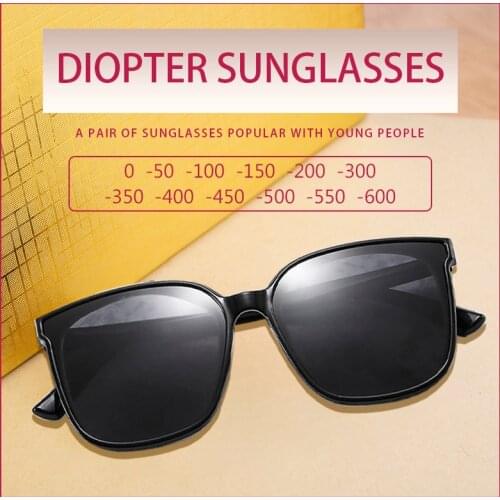 Square Nearsighted Sunglasses Men Polarized Sport Myopia Lens Pilot Sunglasses Prescription 0 -0.5 -0.75 To -6.0