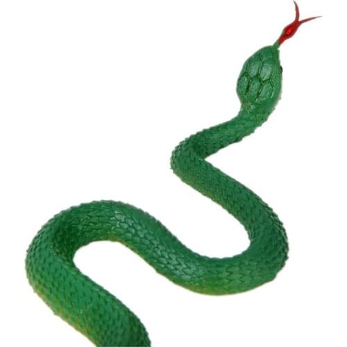 Simulation soft plastic toy snake Simulation Snake Rubber Tip Toy - Green