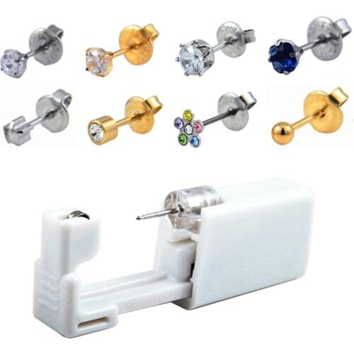 24pcs/box No Pain Ear Piercing Kit Disposable Easier Safe Sterile Ear Nose Stud Piercing Gun Piercer Tool Kit Earring Jewelry