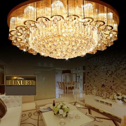 NEW Luxury Large Crystal Ceiling Lights With LED Chips Circular Flower Lamps For Foyer Hotel Engineering Lights