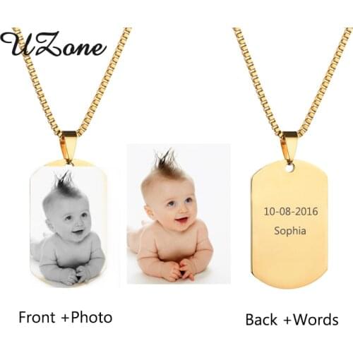 Personalized Engraved Jewelry ID Tag Necklaces Engrave Photo Name Necklace Round Keepsake For Women Lover Pet Gift Drop Shipping