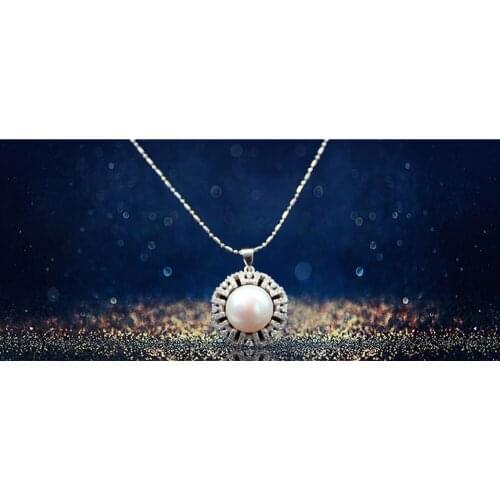 MADALENA SARARA AAA 10mm Freshwater Pearl Pendant Necklace Sun Flower Drop Style Alloy Chain Necklace
