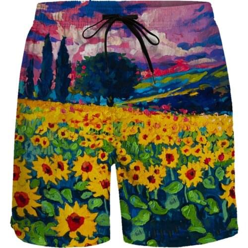 Oil Painting Art Pattern Casual Shorts Cool Refreshing Breathable Quick Dry Holiday Surfing Beach Pants Men Baggy Sports Shorts