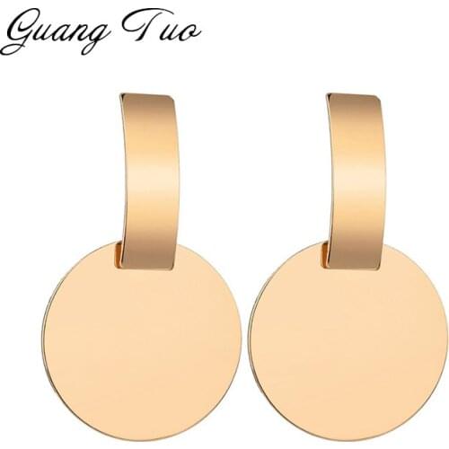 Simple Creative Strip Shape Metal Earrings European American Short Geometric Square Round Earrings Women Female Jewelry