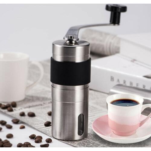 Manual Ceramic Coffee Grinder Stainless Steel Adjustable Coffee Bean Mill With Rubber Loop Ring Easy Clean Kitchen Tools