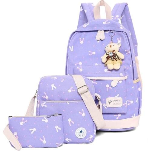 3pcs/set Printing School Bags Women Backpack Schoolbag Fashion Kids Lovely Backpacks For Children Girls School Student Mochila