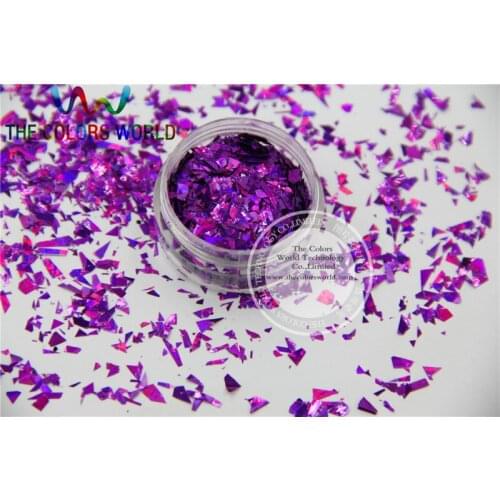 TCA800 Holographic Purple Color Mylar Sheet Random Cut Size Flakes for nail decoration and other art DIY decoration