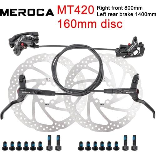 MEROCA MT420 MTB Brake bicycle Hydraulic 160mm Disc Brake Four-piston front Right / left rear brake 800 / 1400mm bike oil brake