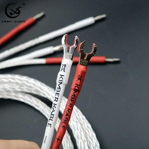 XSSH audio1 Pair Hi-end DIY HIFI Rhodium Y shape spade to banana plugs Silver Plated 8AG 16 core speaker cable Cord Wire