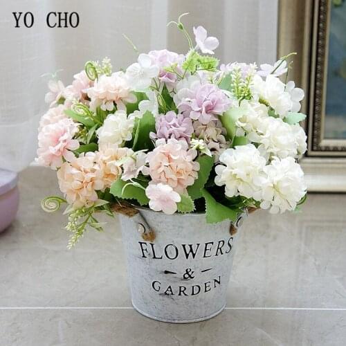 YO CHO Silk Lucky Ball Artificial Flowers Bouquet 5 Branches Fake Flowers for Home Wedding Decoration Artificial Flower Branches