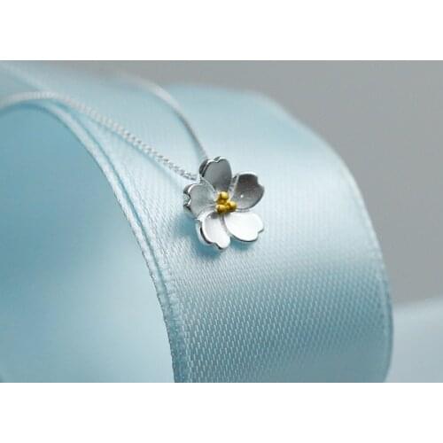 925 Sterling Silver cherry blossom Necklaces & Pendants For Women Fashion Lady Festival Gift Sterling-silver-jewelry