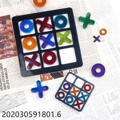 1 Pcs Game with Board Epoxy Resin Molds Trays Intelligent Educational OX Chess Game Silicone Molds For Resin Art Crafts Handmade