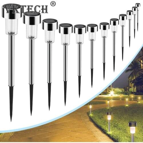 12 PCS LED Solar Light Stainless Steel Ground Plug-in Iron Lamp Lantern Waterproof Landscape Lighting Garden Path Yard Lawn Deco