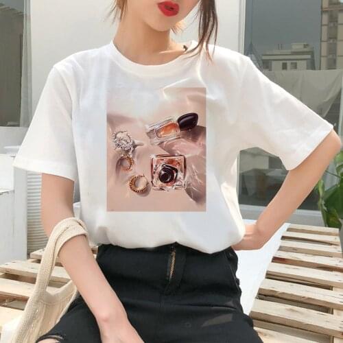 2021 Woman T-shirt Kawaii Vogue Animation Pop Oversize T Shirt Various Cosmetics Printed Exquisite Harajcku Fashion Tshirt