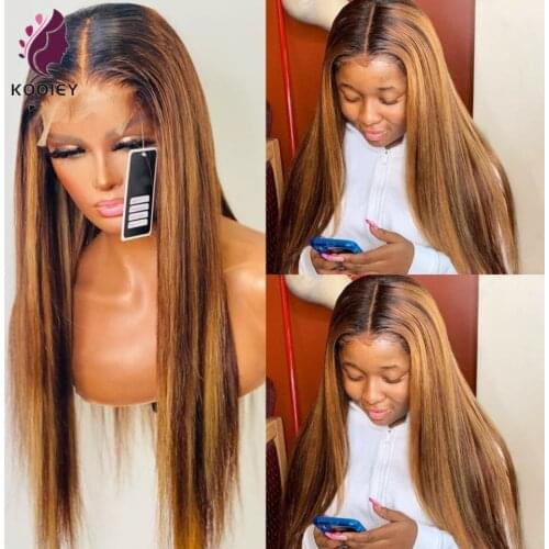 #4/30 Highlight Brown Colored Lace Front Human Hair Wigs For Black Women 13x6 Peruvian Straight Lace Frontal Wig With Baby Hair
