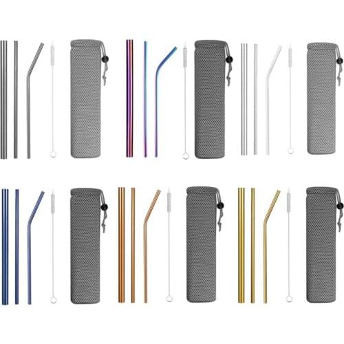 4/8Pcs Colorful Reusable Drinking Straw High Quality 304 Stainless Steel Metal Straw with Cleaner Brush For Mugs 20/30oz