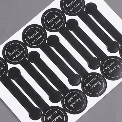 50Pcs Delicate "Hand Made" Black Sealing Sticker Packaging Sticker Label DIY Gift Sticker