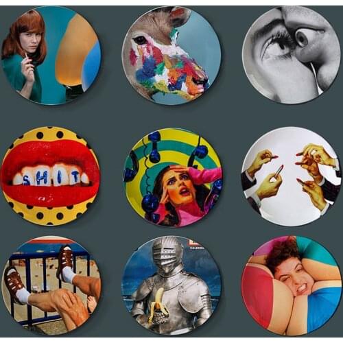8 Inches Italy Creative Fashion Wall Plate Home Decor Bar Restaurant Manicure Shop Funny Wall Dish Ceramic Decorative Plate