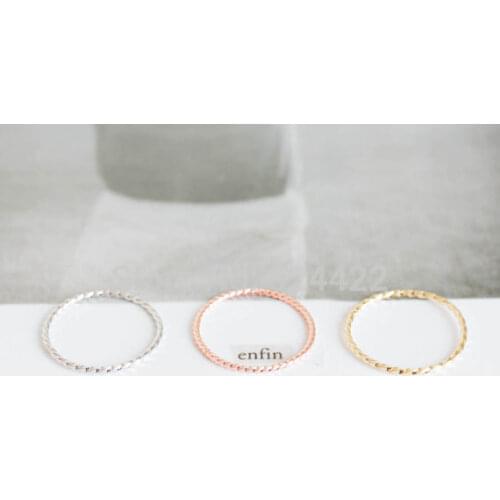 Free shipping 10pcs/lot Gold/Rose-gold twisted ringband stacking rings tiny texture ring JZ214