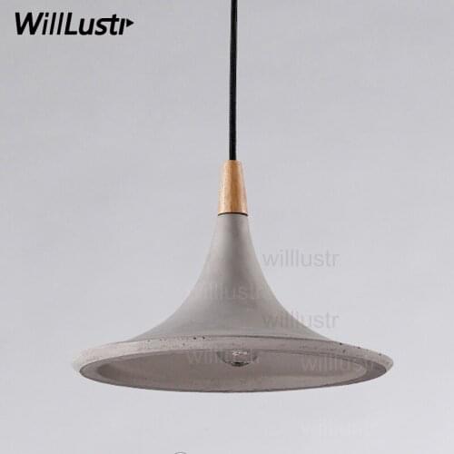 Concrete pedant lamp beat instrument design hotel restaurant dinning room bar cafe natural wood cement hanging suspension light