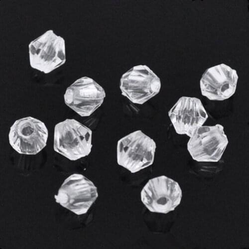 1000Pcs Bicone Acrylic Faceted Spacer Beads Clear Perles Perlas Jewelry Findings 4x4mm/8x8mm