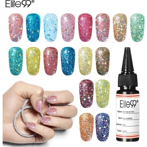 Elite99 30ml/60ml Glitter Gel Nail Polish UV Varnish Hybrid Enamel Lacquer UV LED Soak Off Nail Art Manicure Semi Permanent