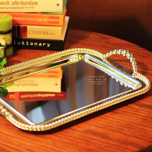 Large size european modern Rectangle gold/silver plated meal tray, storage tray, home wedding party decoration serving tray 737