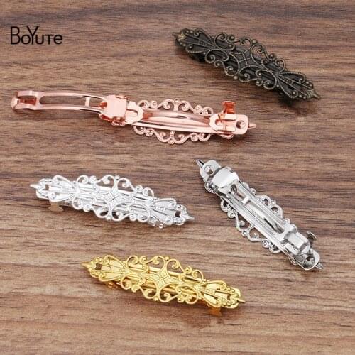 BoYuTe (10 Pieces/Lot) 55*16MM Filigree Flower Spring Clip DIY Jewelry Accessories Wholesale Hair Accessories Hairpin Materials