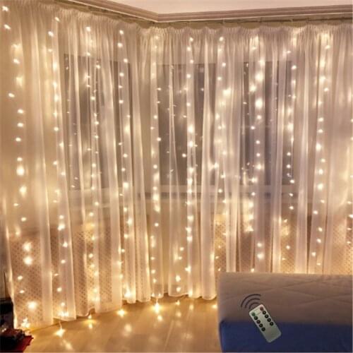 3*2M LED Fairy Copper Light Garland Remote Control Curtain Lamp USB String Light garland on window Christmas Decoration for Home