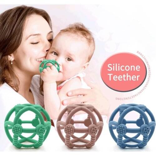 Baby Teether Toys Newborn Food Grade Safe Silicone BPA Free Accessories Infant Catch Ball Portable Fidget Toy Baby Molar Gift