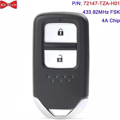 KEYECU for Honda Fit 2020 Smart Remote Key Fob 72147-TZA-H01 NCF29A1M / HITAG AES / 4A Chip 433.92MHz FSK