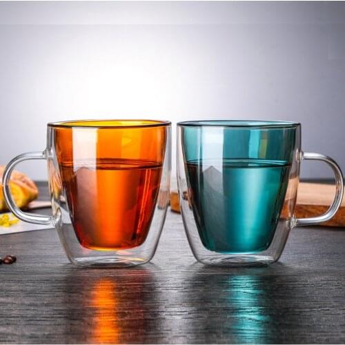 350ml/450ml Double-wall Insulated Glass Coffee Cup High Borosilicate Heat-resistant Glass Cup Beverage Cup Glass