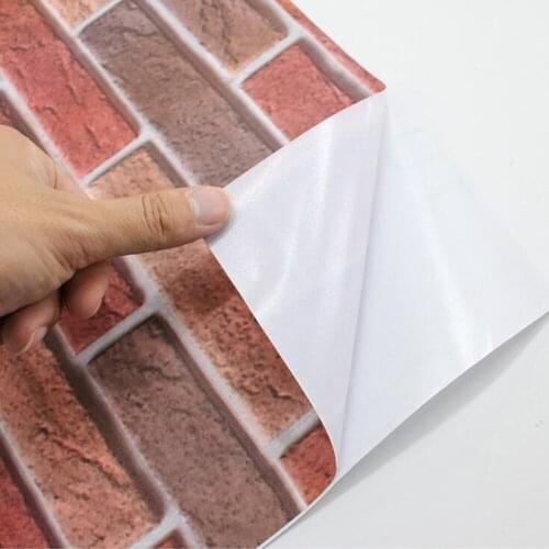 Red stone brick wallpaper 3d waterproof oilproof wall sticker self adhesive home decor living room bedroom study room elder room