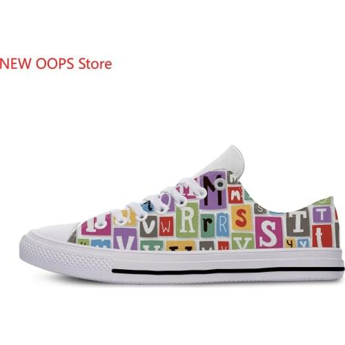 Language Colorful letters alphabet retro Vintage Fashion Lightweight Classic Canvas Shoes Men Women Casual Breathable Sneakers