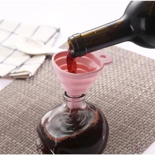Kitchen Funnel Soft Solid Color Mini Foldable Funnel Household Liquid Dispenser Flexible Rubber Funnel Kitchen Accessories