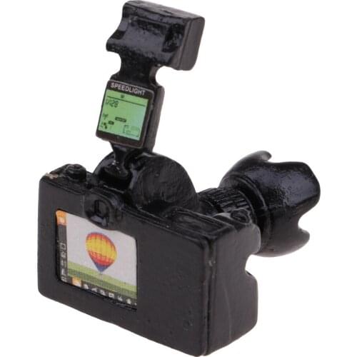 Dollhouse Miniature Detachable SLR Camera Toys 1/12 Scale Ornament Black