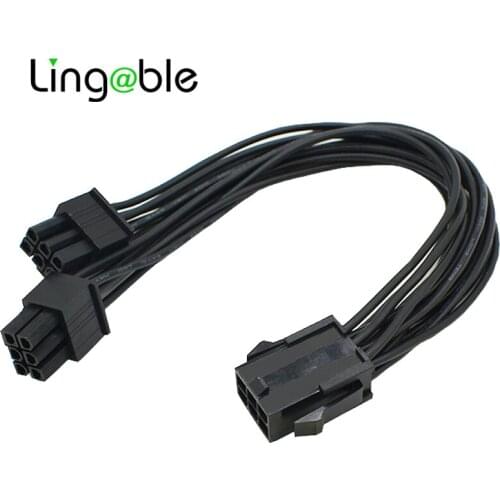 Lingable PCI-E 6 Pin to Dual 6P PCI Express Power Converter Splitter 1 to 2 Cable for Graphics Video Card 20CM PCI-E 6Pin